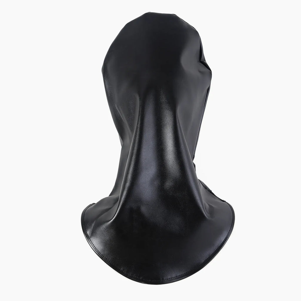 Black PU leather breathable adult roleplay mask with adjustable straps for BDSM training props