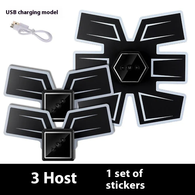 Eight-piece abdominal massage patch set with silicone nodes on ABS resin framework