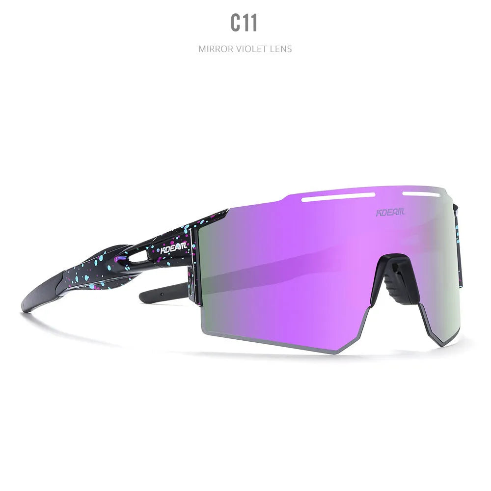 Polarised cycling sunglasses with frameless ultralight TR90 frames in a sporty style.