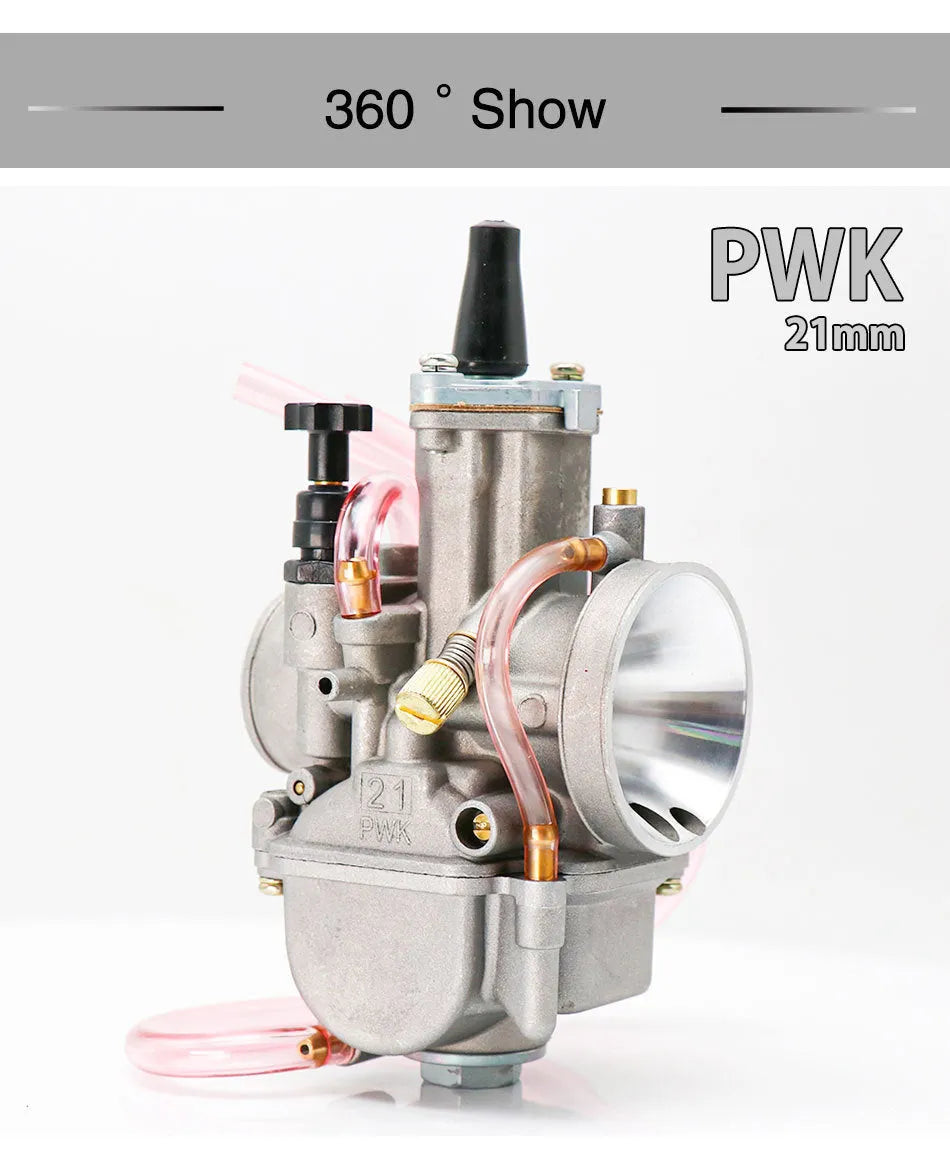 PWK sandblasting carburetor modification kit with size options from 21mm to 34mm for motorcycle engine upgrades.