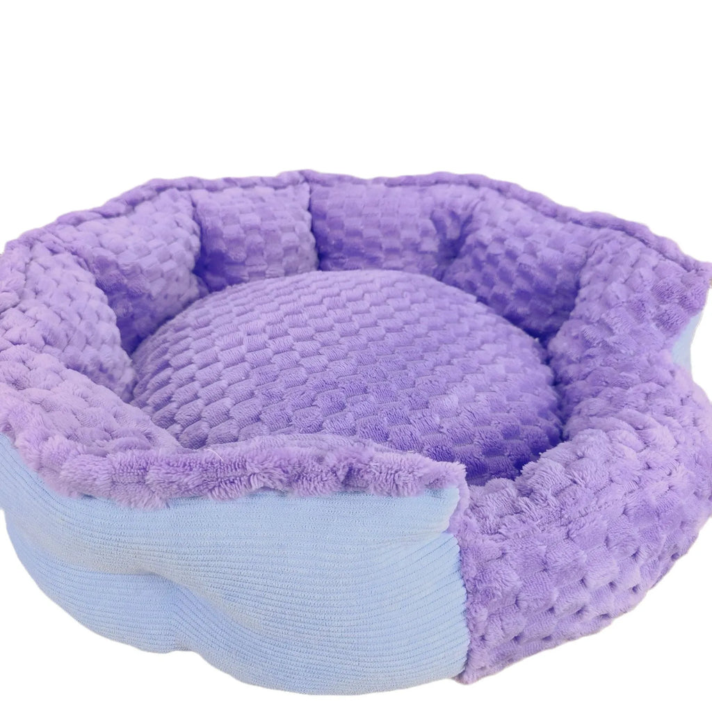 50cm round cloth cat bed in Macaron grey, thermal cat nest for small cats and kittens