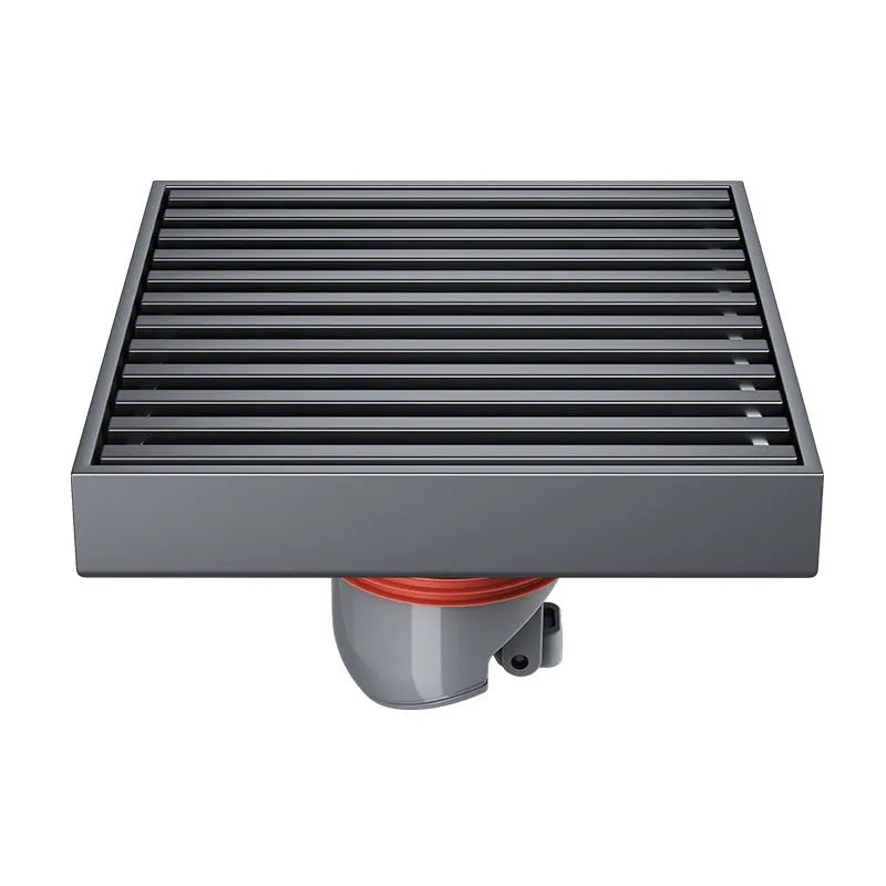 304 stainless steel courtyard floor drain with 15x15cm square grille in gun grey colour