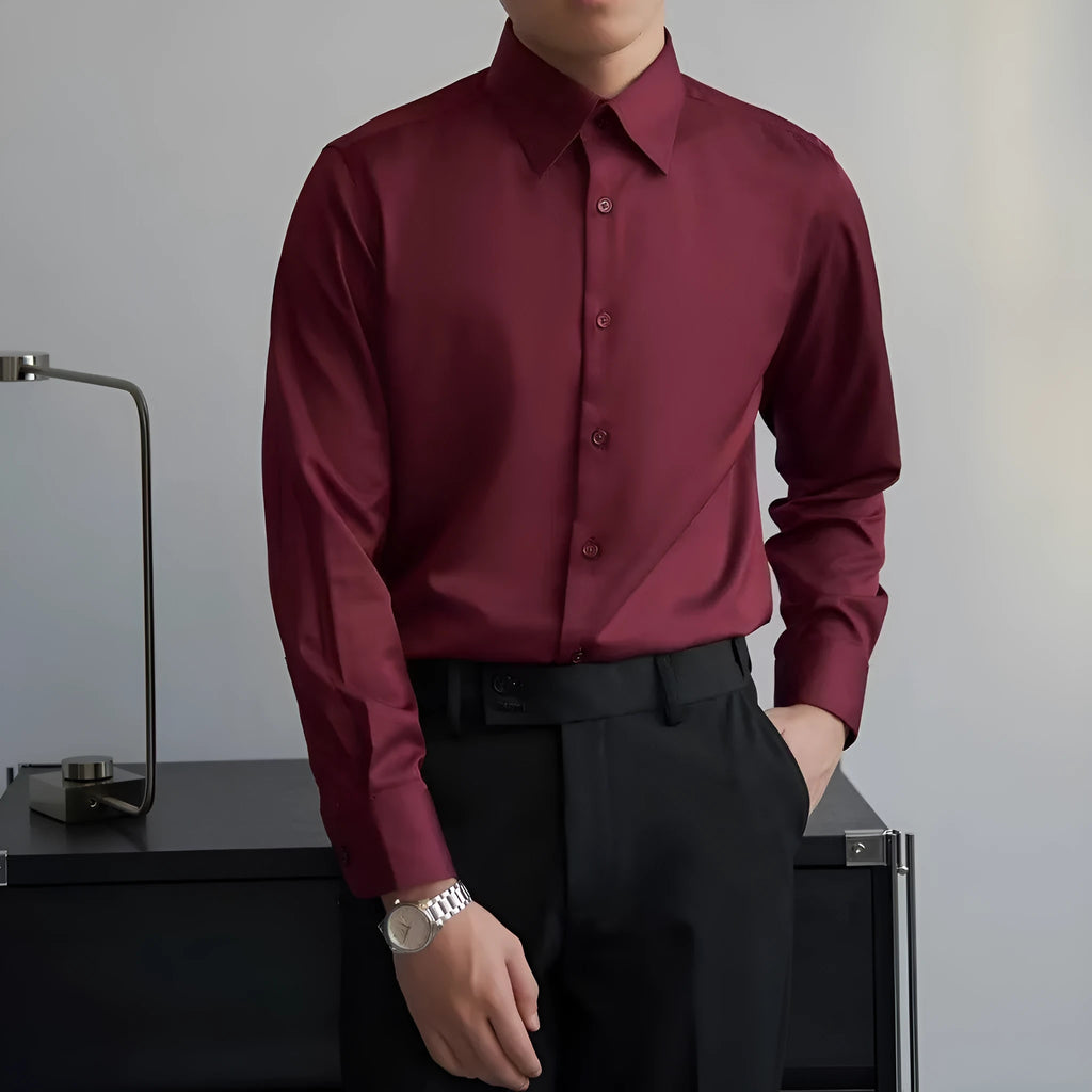 Men's loose fit cardigan-style long sleeve shirt in black colour with Korean fashion design