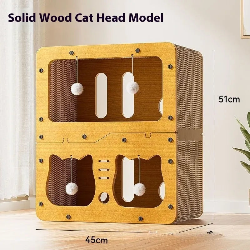 Double layer cat scratching board and nest in cute big eyes design with scratching surface and resting area