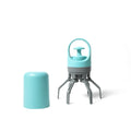 Blue and orange pet pooper scooper with claw mechanism and bag dispenser