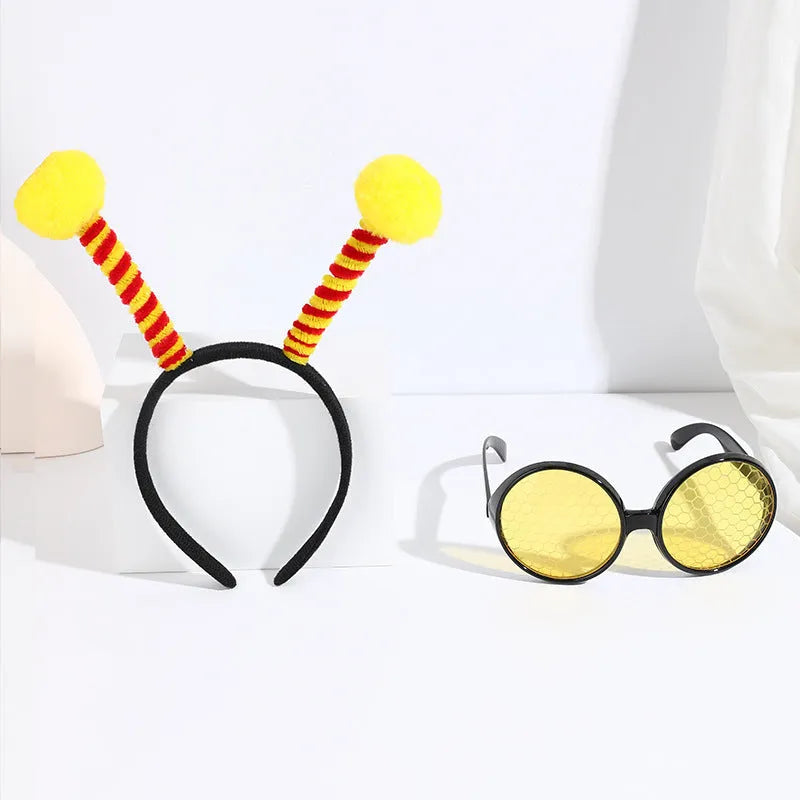 Children's yellow bees fancy dress headband and glasses costume set with insect decorative elements