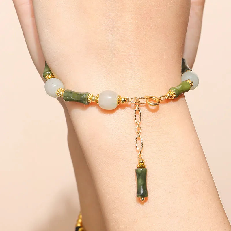 Crystal agate bracelet with natural gemstone beads in fruit, bow, or zodiac shapes