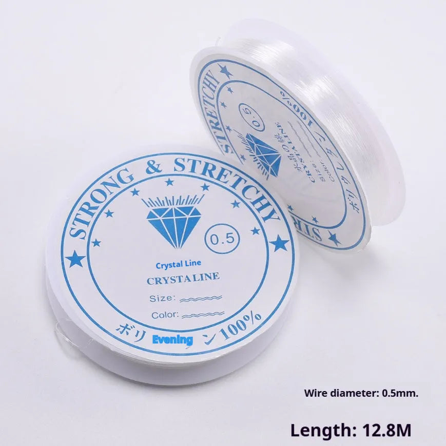 Transparent white elastic fishing line reel for jewellery making with multiple diameter options