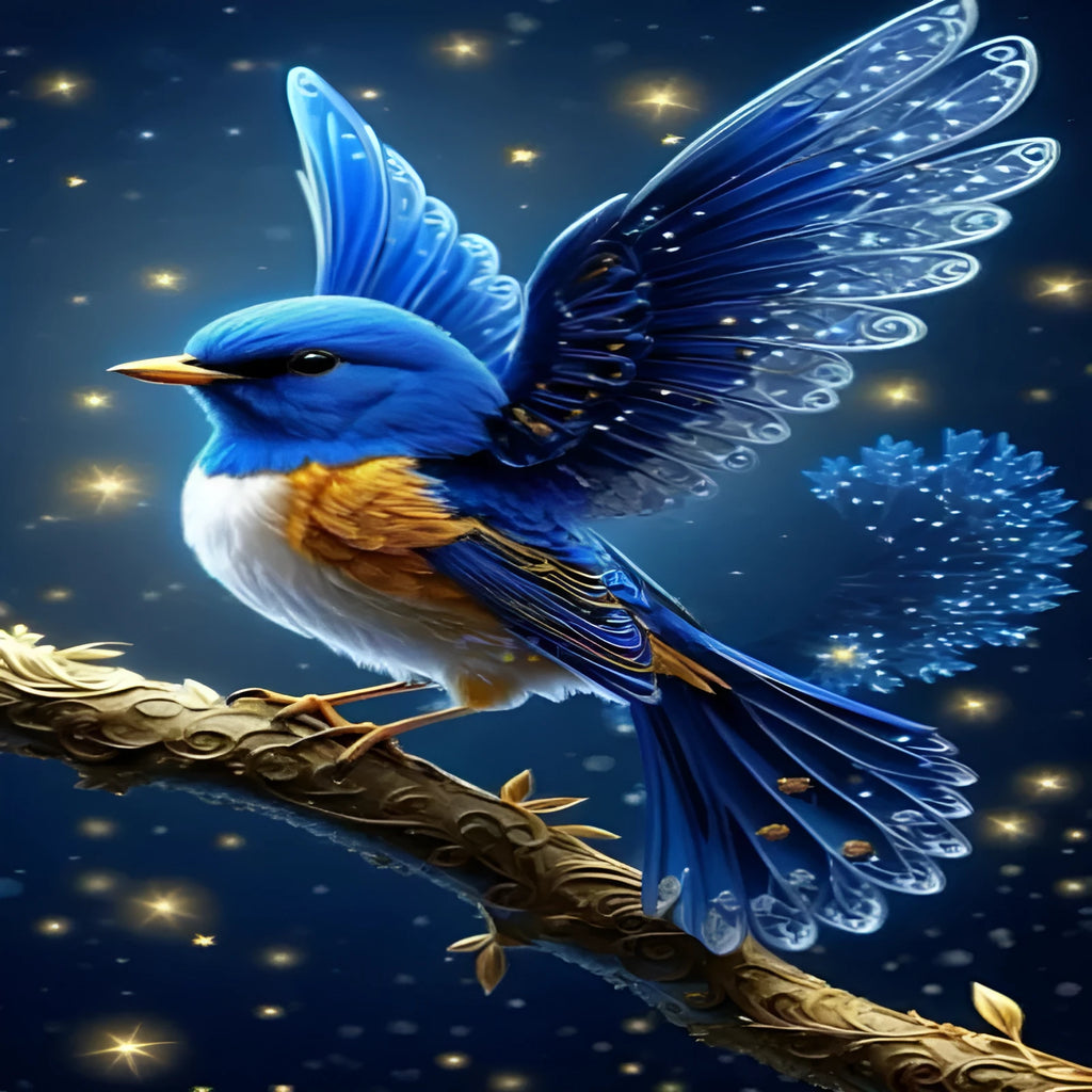 Handmade blue bird rhinestone diamond painting measuring 60x100cm with modern simplicity style