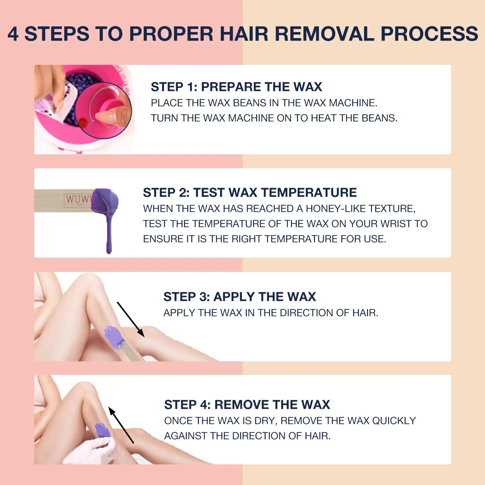 27-piece hair removal waxing kit showing coloured wax beads, wax sticks and electric warmer machine
