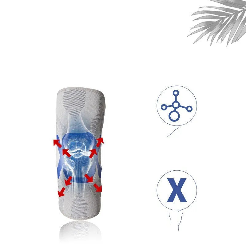 Men's silicone knee pad for sports protection in a black and blue colour combination.
