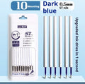 Pack of 10 quick-drying gel pen refills in black, red, blue, and ink blue colours