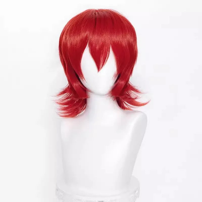 Men's short anime cosplay wig in multiple colours made from heat-resistant synthetic fibre