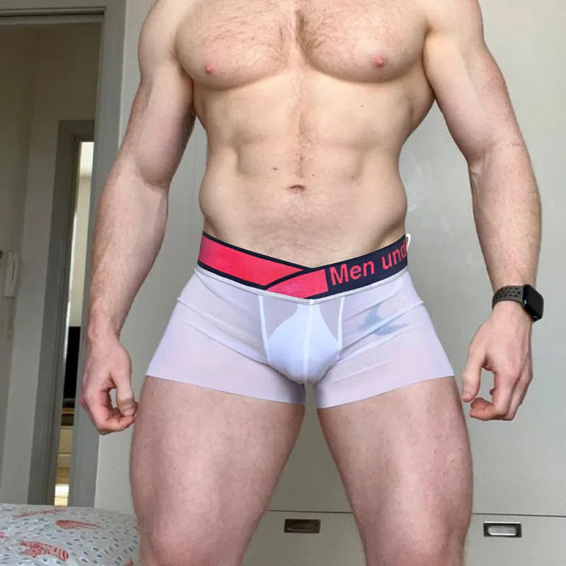 Men's low-waist nylon underwear with gradient laser detailing in black colour