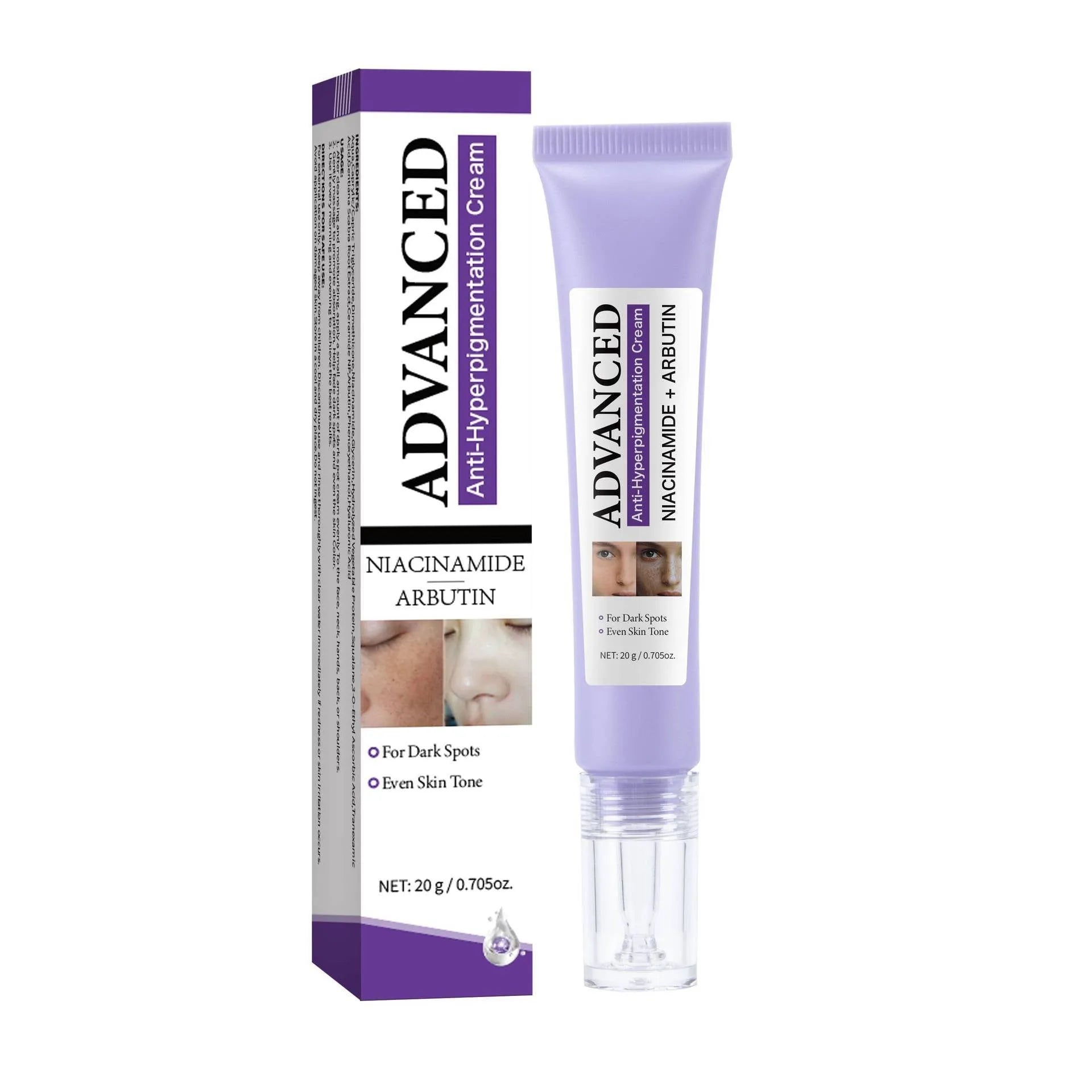 20g tube of anti-pigmentation face cream for women with universal skin type formula
