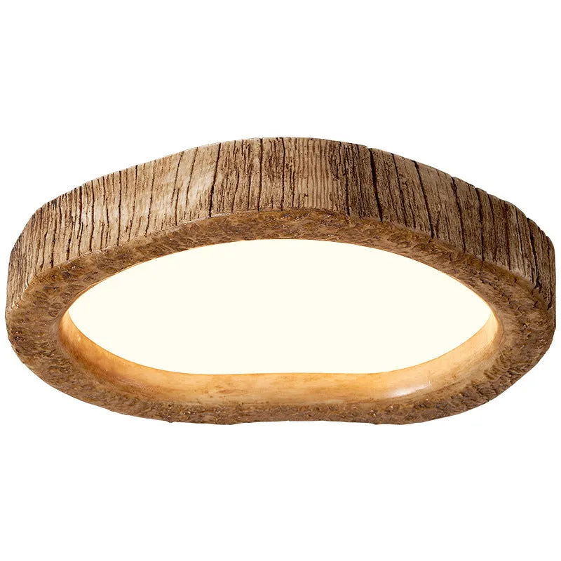 Wood grain finish Chinese style round ceiling lamp in three diameter sizes