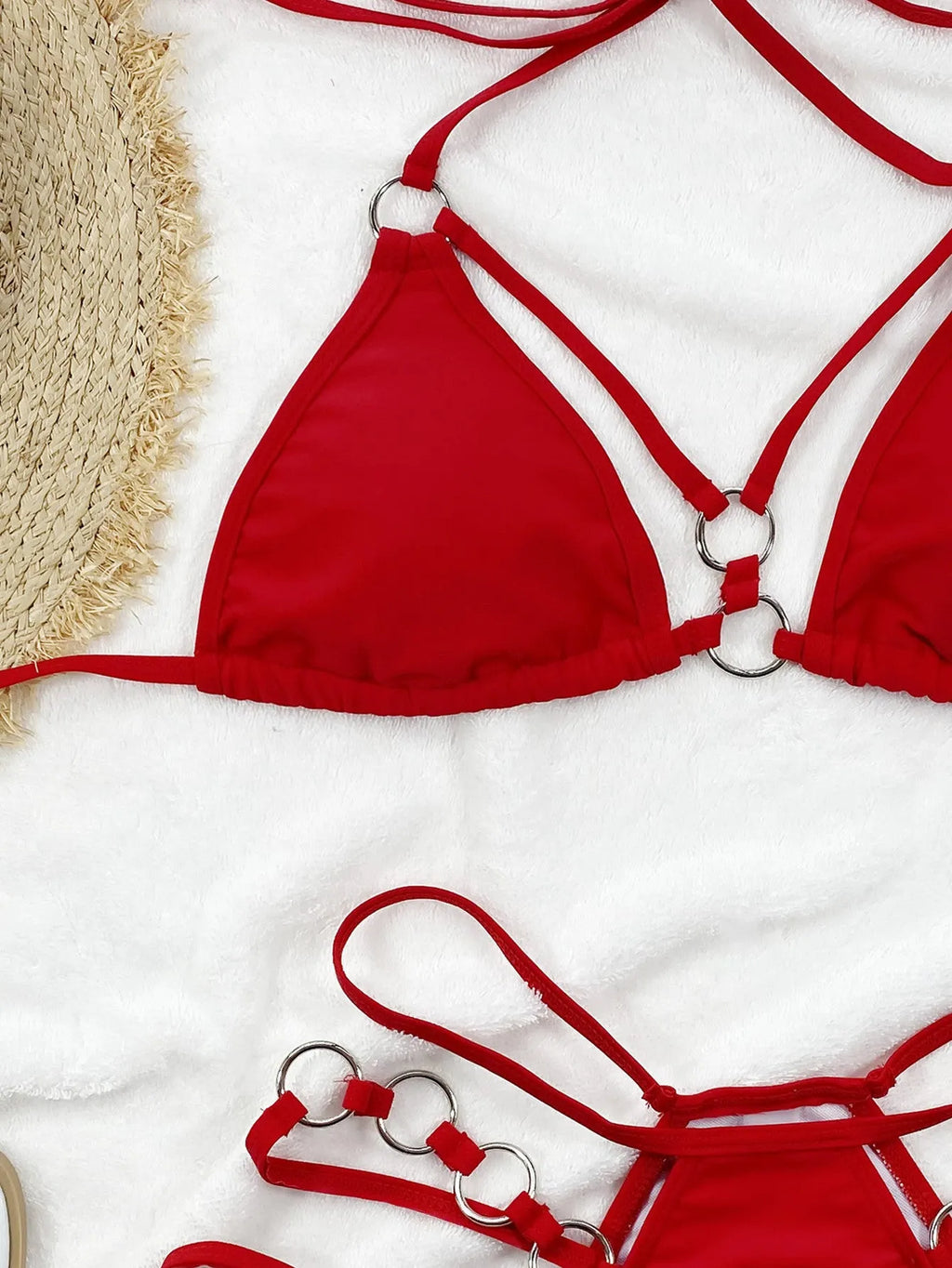 Women's separated bikini swimwear set with matching shorts in nylon fabric