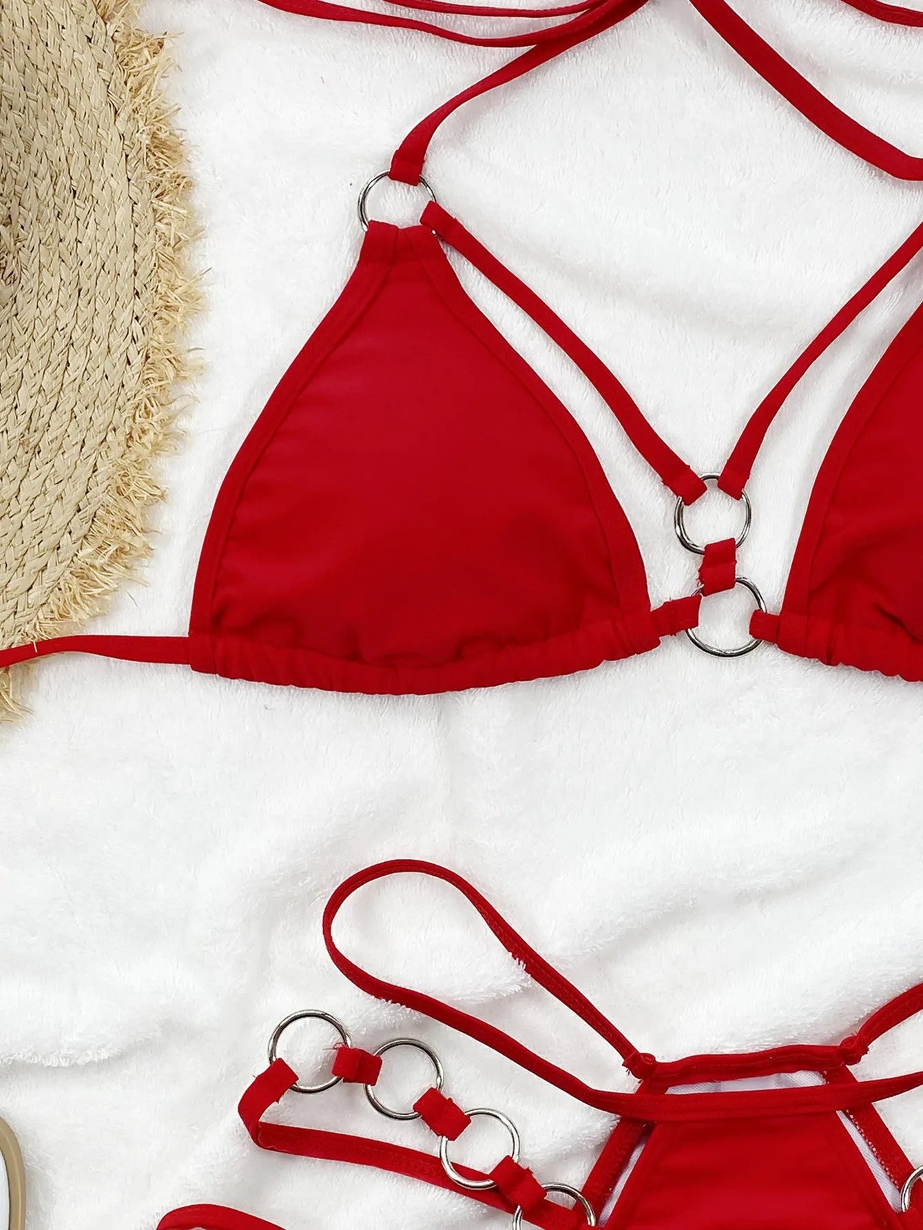 Women's separated bikini swimwear set with matching shorts in nylon fabric