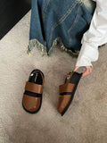 Korean style retro sandals with raised sole, closed toe and adjustable ankle strap buckle in microfiber