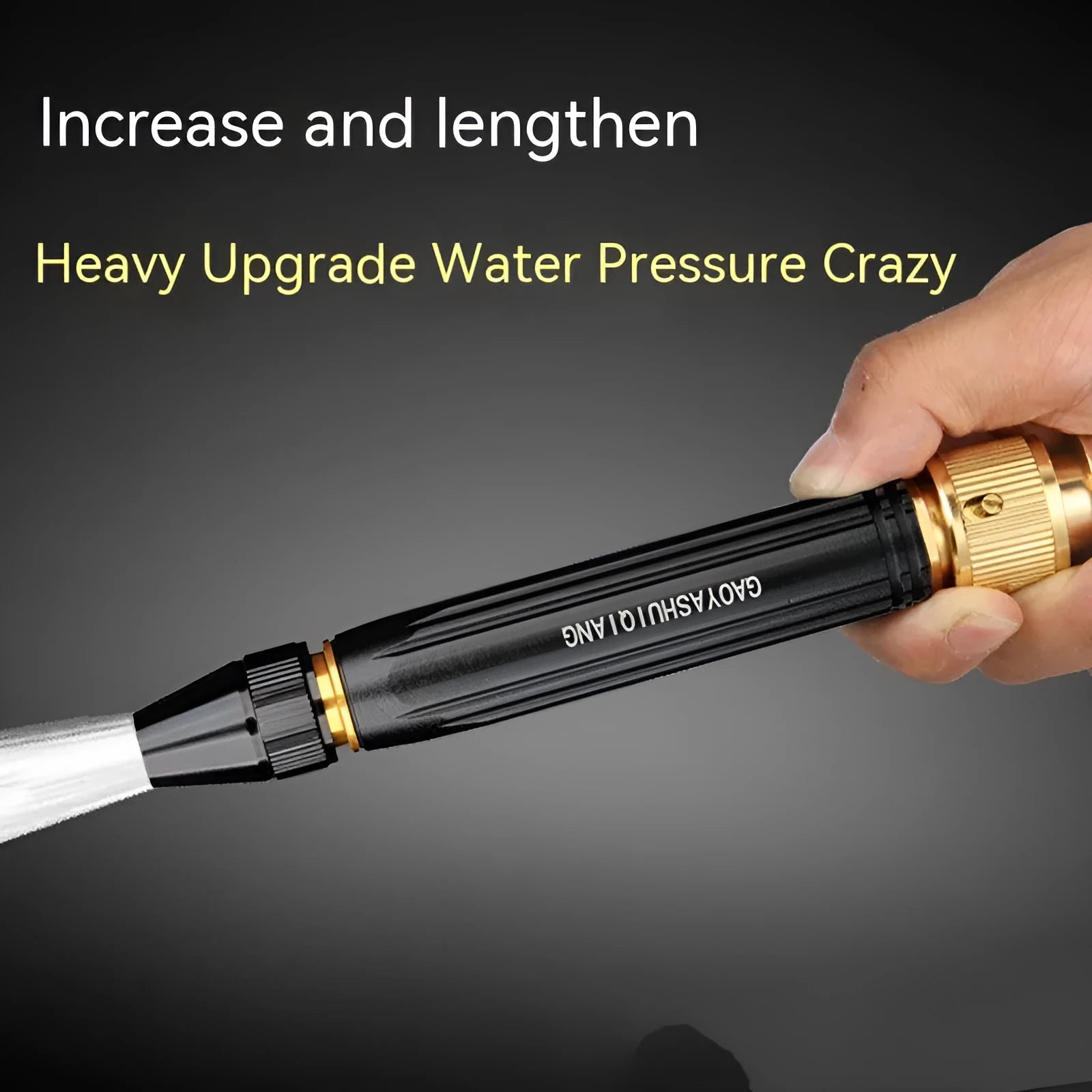 Black diamond alloy car washing gun with 17.7 cm length and choice of spray nozzles