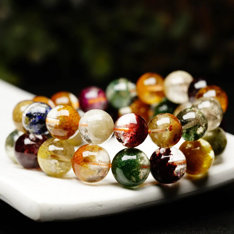 Crystal ball bracelet with colourful ghost cornucopia pattern and 10mm beads in ethnic style