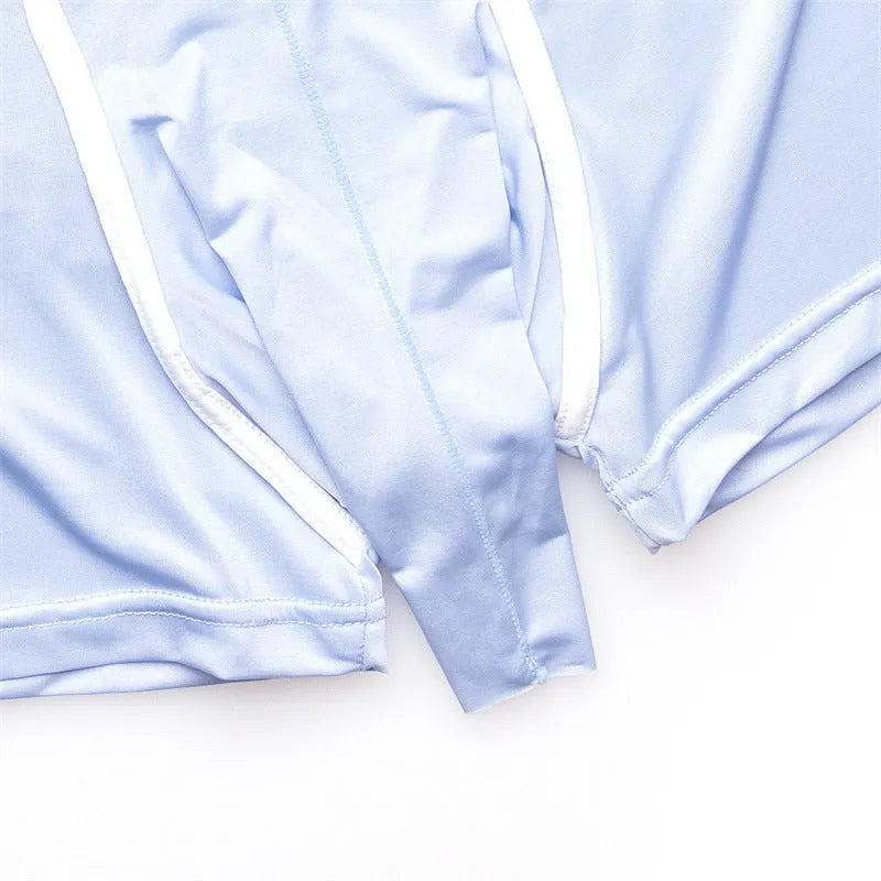 Men's solid colour Ice Silk boxer shorts laid flat, showing the mid waist design and available in multiple colours.