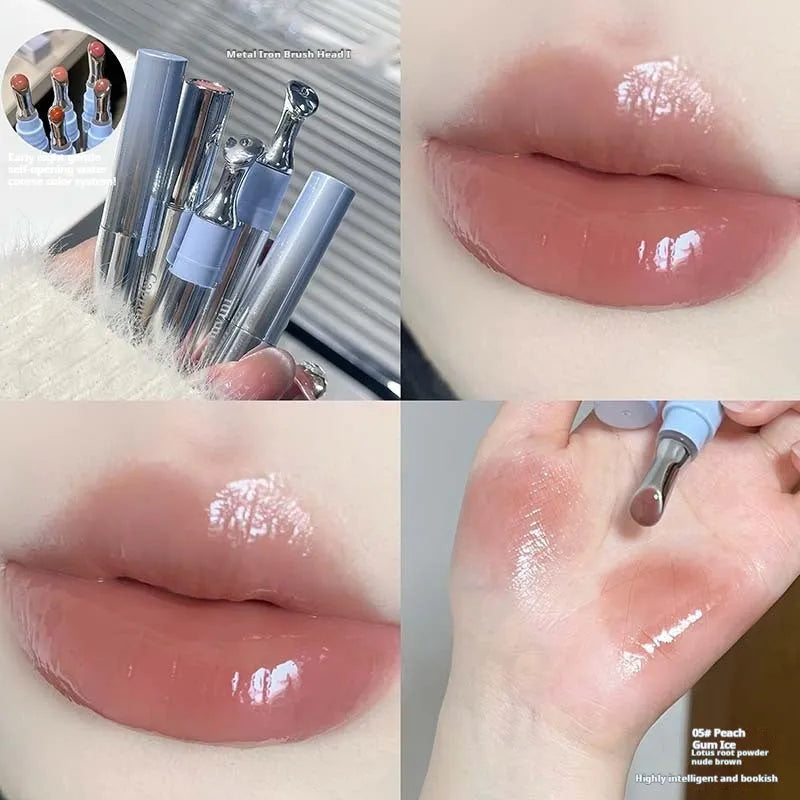 Mirror Water Light lipstick in six colours: Almond Ice, Silver Ice, Pear Ice, Raspberry Ice, Peach Gum Ice, Pomegranate Ice.