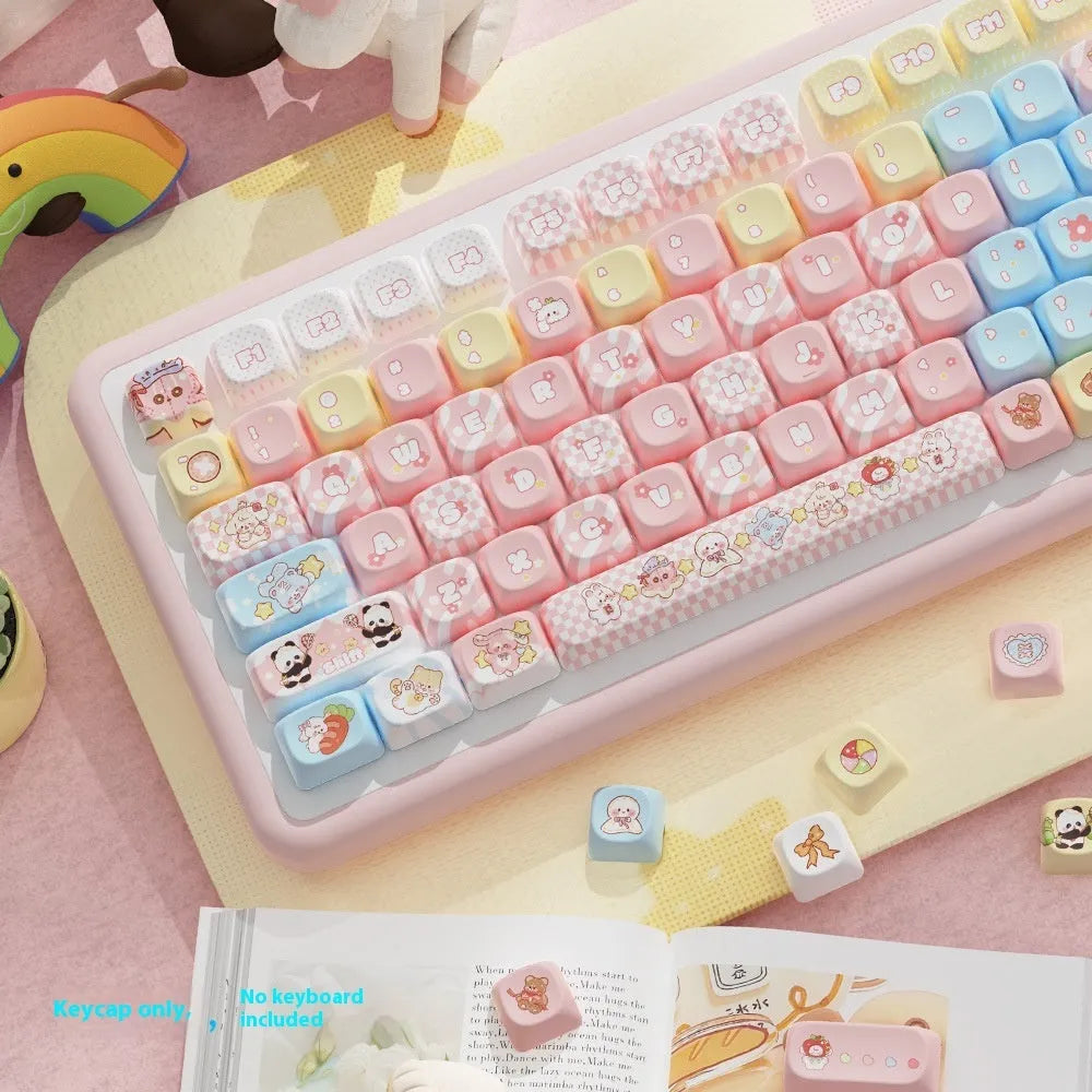 Clip Doll mechanical keyboard keycaps with sublimation printed cute designs for keyboard customisation