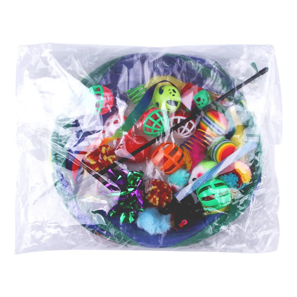 Plastic cat channel toy maze with colourful tracks and accessories for feline play