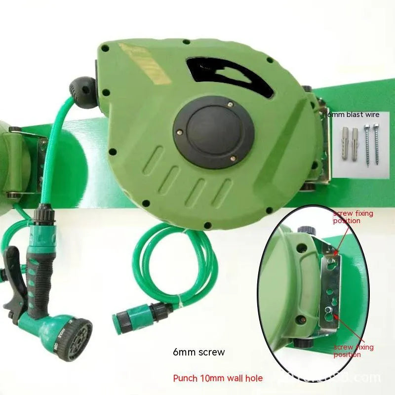 Automatic retractable hose reel with 10 metre PVC water pipe for car washing