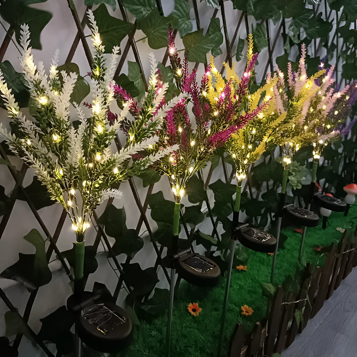 74cm solar lavender garden light with LED illumination and IP55 waterproof rating for outdoor courtyard decoration