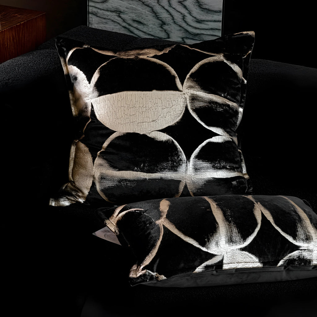 Black gold abstract flannel pillowcase with bronzing finish in square and waist shapes