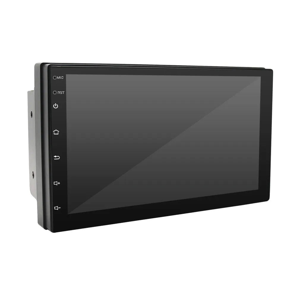 Black universal car GPS navigation MP5 player with 7-inch screen and integrated radio functions