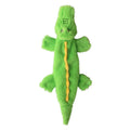 Dark green plush crocodile dog toy with squeaker for aggressive chewers measuring 20cm long