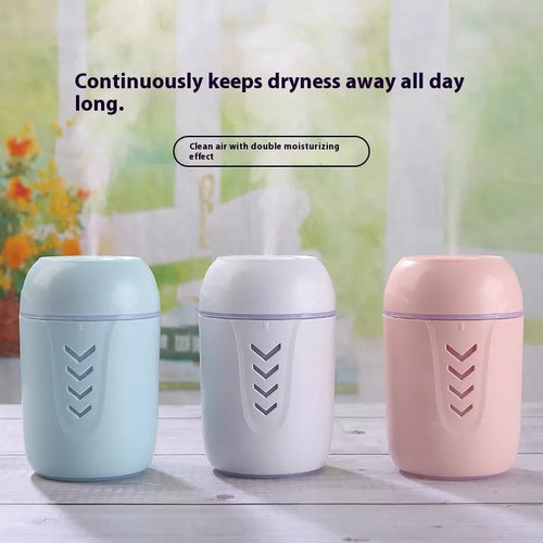 Round white portable air purifier with aromatherapy function for car, home, and office use.