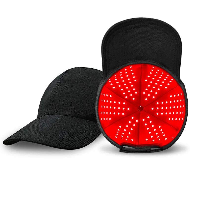 Black infrared duckbill cap with 180 LED red lights for hair growth therapy
