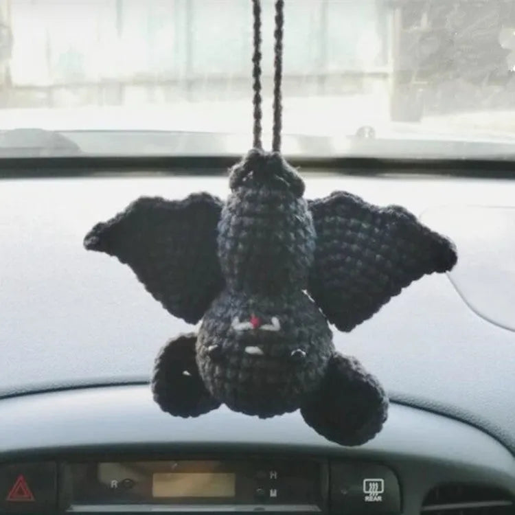 Plush hand-woven cartoon automobile hanging ornament for rear-view mirror decoration