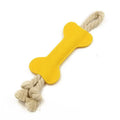 Felt bone shaped dog chew toy with rope knot texture in blue colour