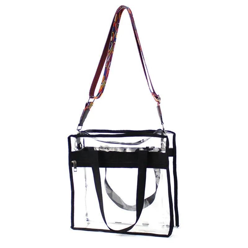 Transparent PVC women's messenger bag with double shoulder straps and three-dimensional outer pocket