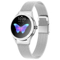 Women's multi-functional sports smartwatch showing heart rate monitoring and four colour options