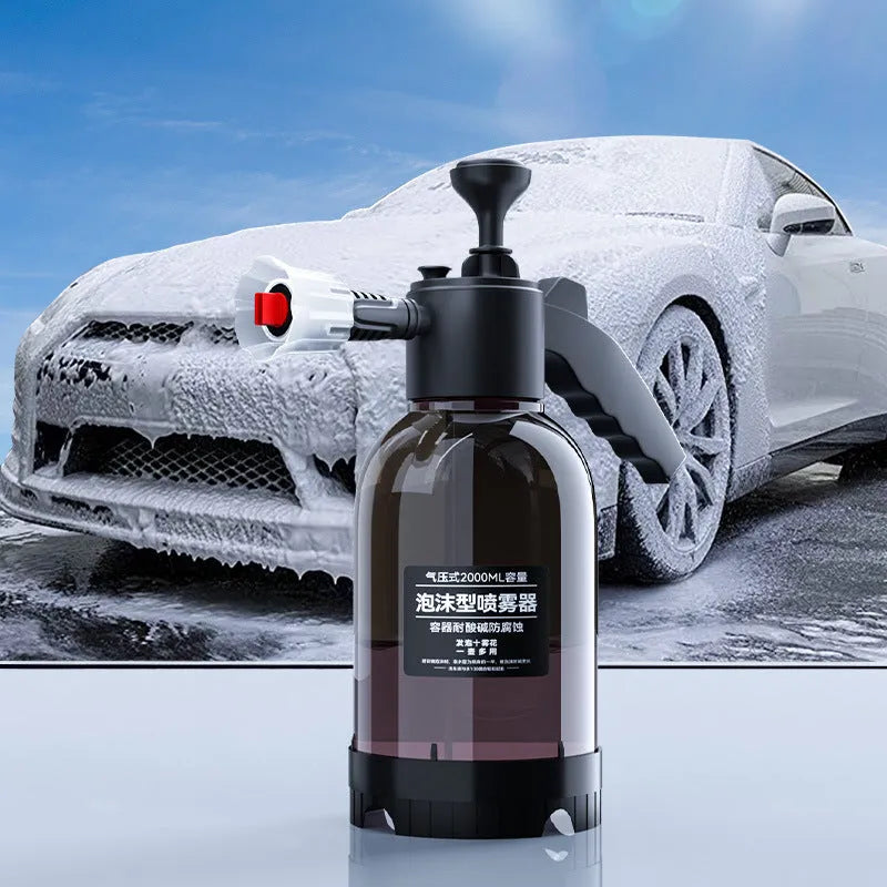 Black 2L hand-held foam sprayer watering can with nozzle, for garden and car cleaning