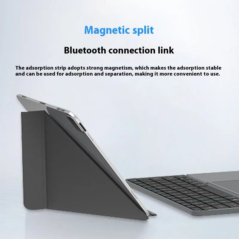 Grey wireless Bluetooth folding keyboard compatible with mobile phones and tablets