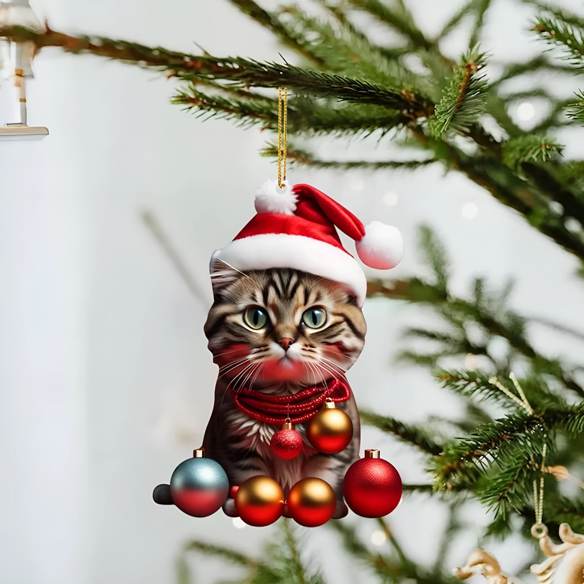 Christmas cartoon kitty car hanging ornament in acrylic with colourful design options