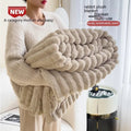 Double-sided thickening bubble velvet faux rabbit fur blanket in various colour options