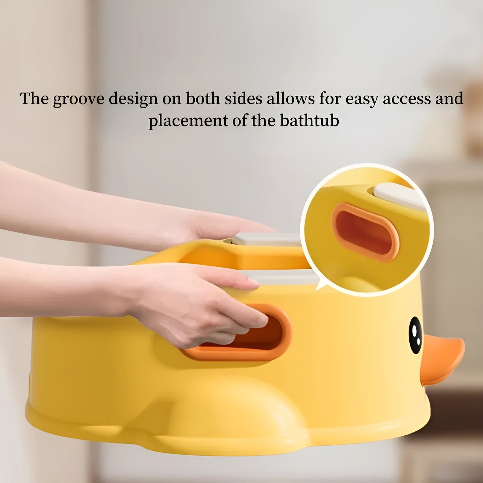 Blue duck-shaped PVC bathtub for washing small dogs and cats on a plain background.
