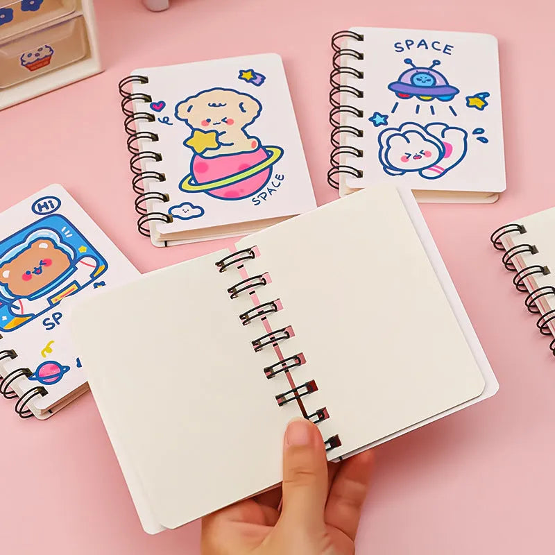 Astronaut portable pocket flipper notebook measuring 10.5 by 8cm with space-themed cover designs