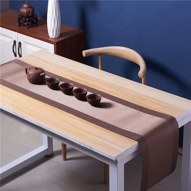 PVC non-slip sink mat in gradient bamboo colour on kitchen counter