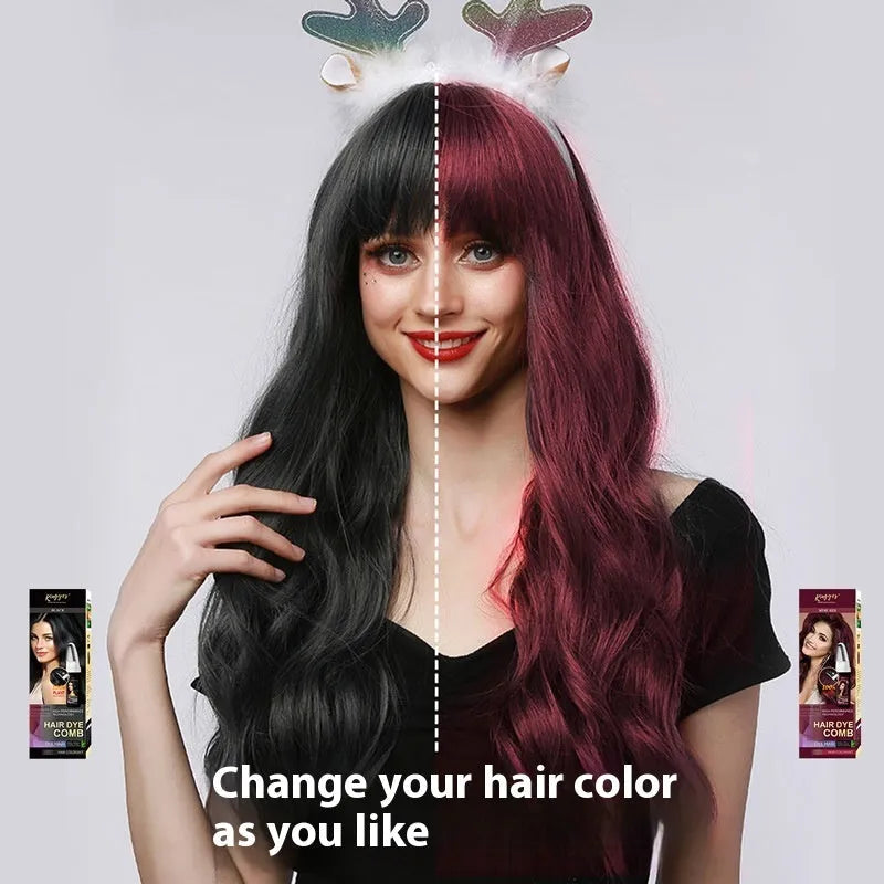200ml bottle of permanent hair dye with an easy colouring comb in brown, dark brown or wine red