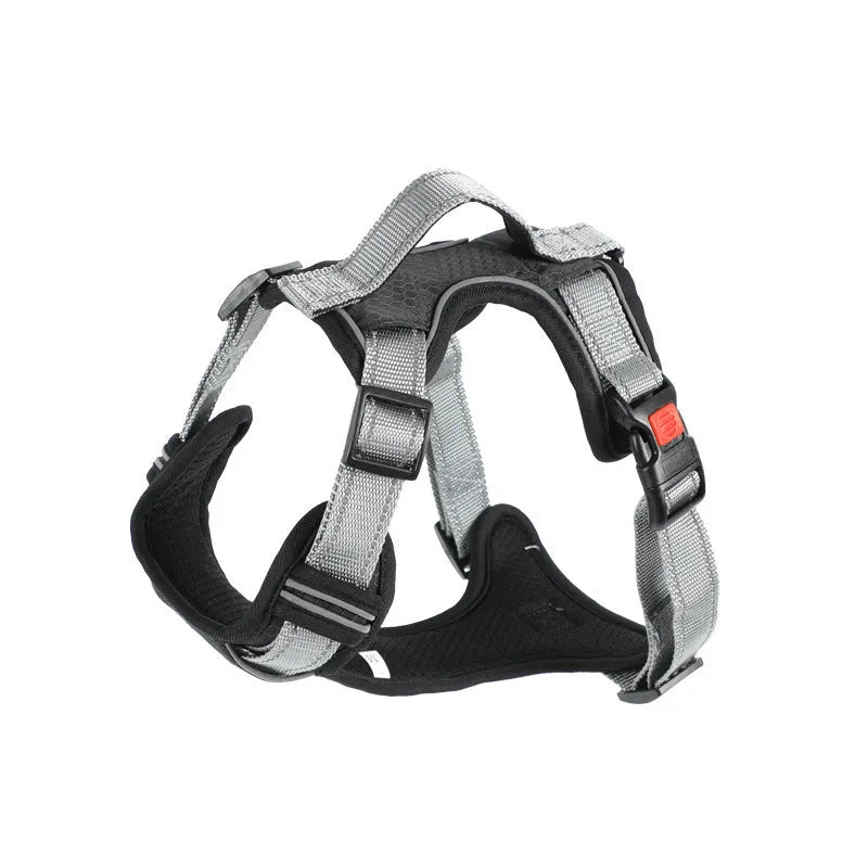 Polyester dog chest strap vest with optional hand-held rope in various colours for medium to extra-large dogs