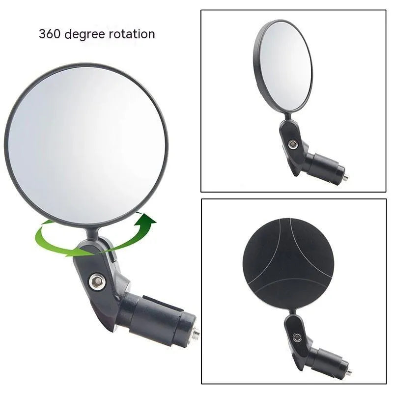 Black foldable convex rearview mirror with 7cm diameter ABS body for mountain highway vehicle use
